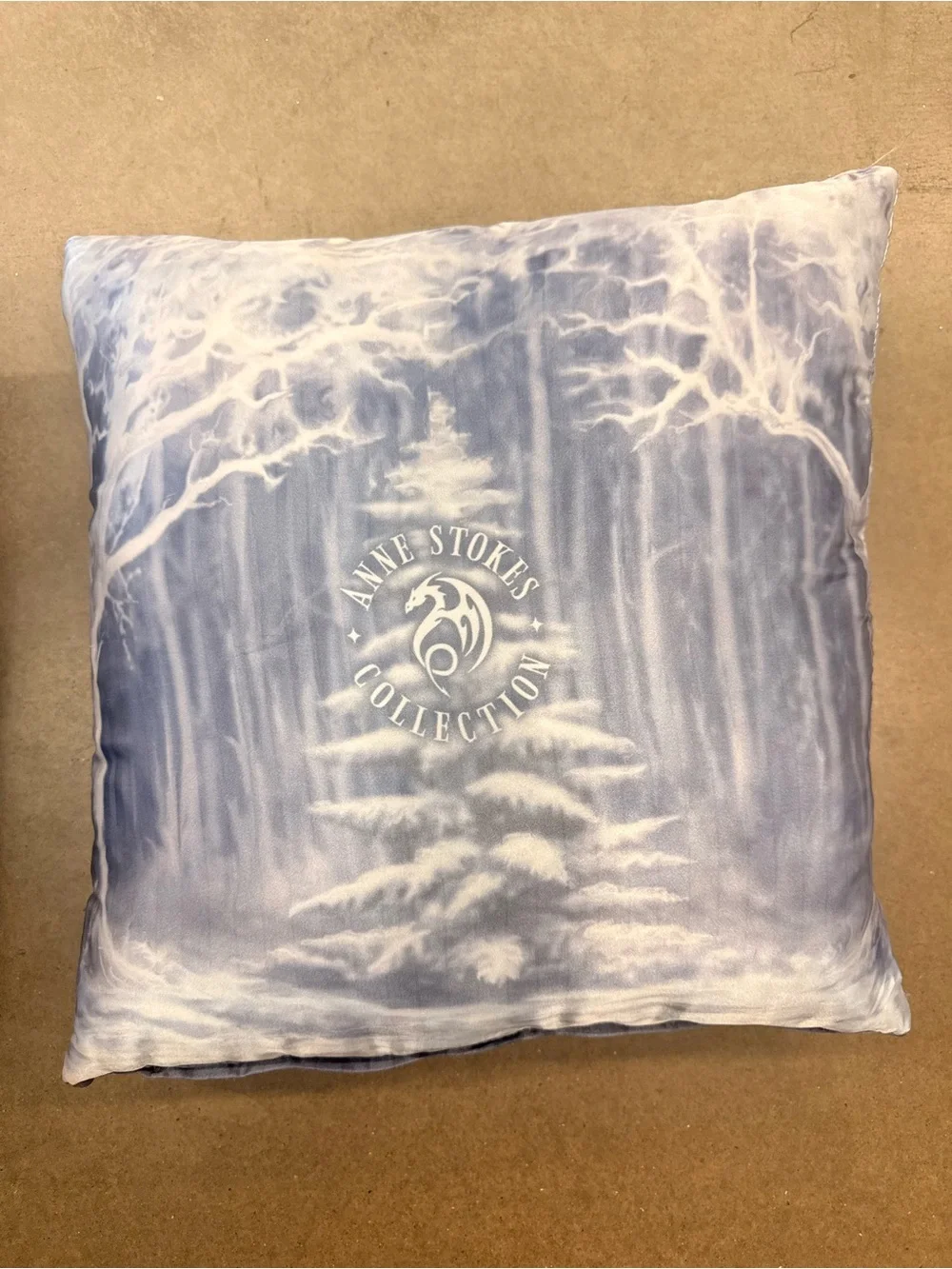 Fantasy White Wolf & Woman Decorative Pillow - Pale Blue